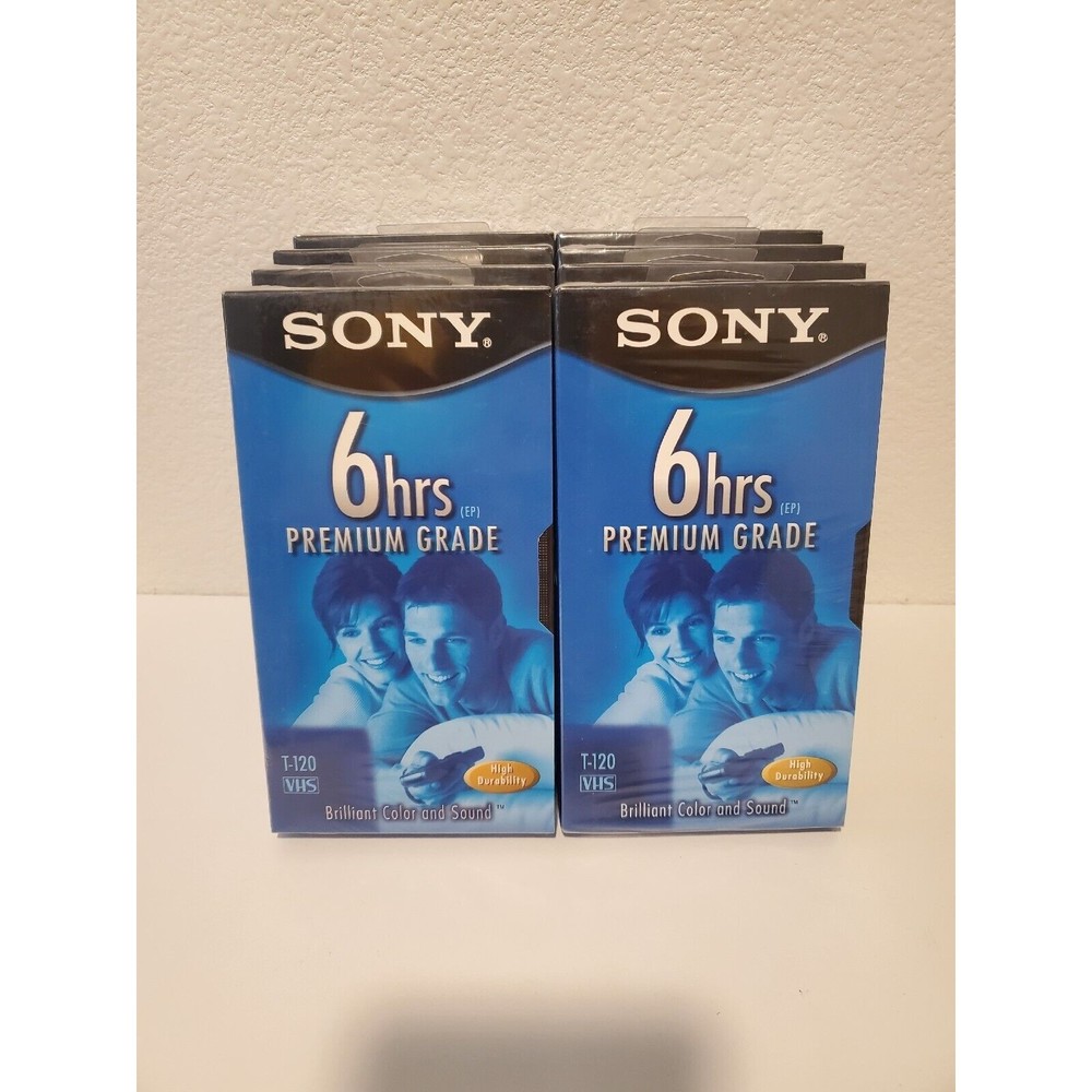 SONY blank VHS Tape Lot Of 8 Premium Grade 6 Hour New Sealed unopened
